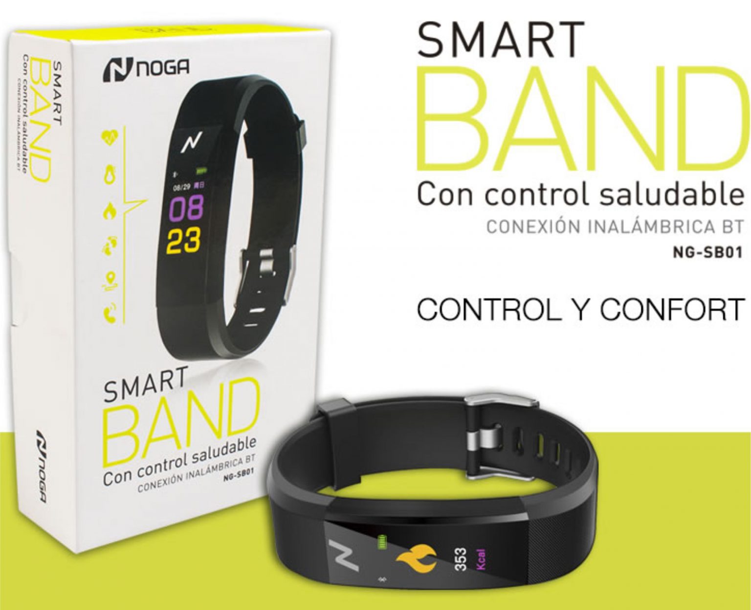 Reloj Noga Smart Band BT NG SB01 Negro