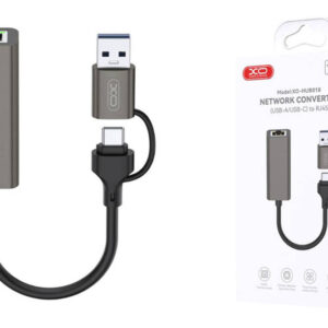 Adaptador de red USB A + USB Tipo C a RJ45 10/100 Mbps Ethernet- XO-HUB018