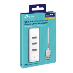 Adaptador USB 2 en 1 con Hub de 3 Puertos USB 3.0 y Adaptador Ethernet Gigabit - UE330 TP-LINK