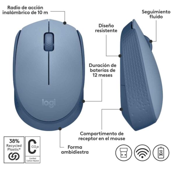 Mouse inalámbrico wireless gris - Logitech M170 - Image 6