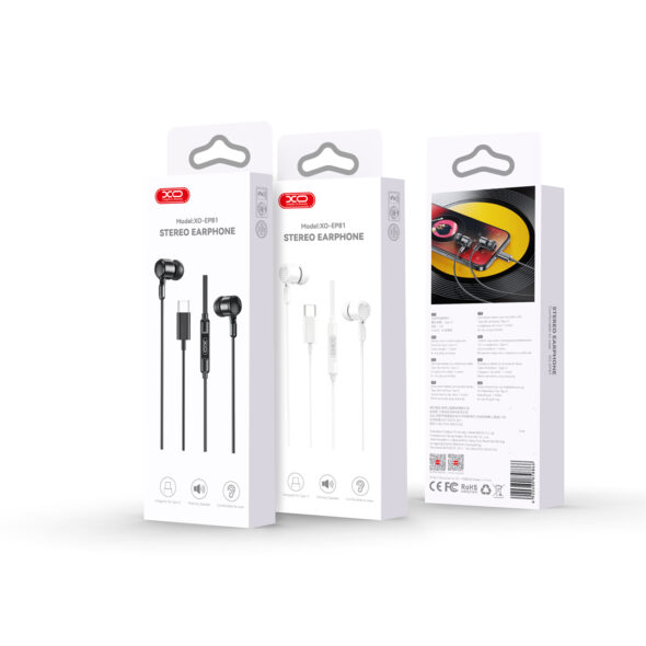 AURICULARES CON CABLE USB TIPO C NEGRO - XO-EP81 SUNFLOWER - Image 2