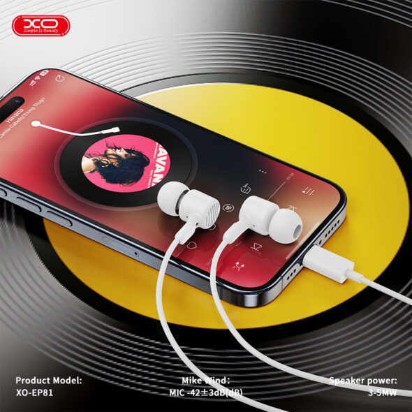 AURICULARES CON CABLE USB TIPO C BLANCO - XO-EP81 SUNFLOWER - Image 4