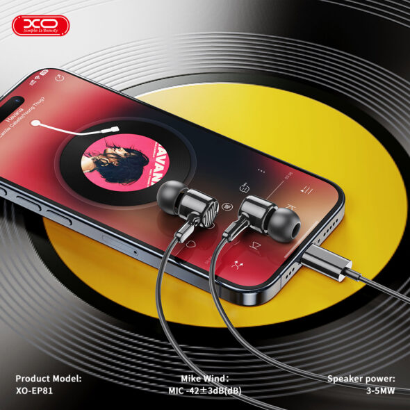 AURICULARES CON CABLE USB TIPO C NEGRO - XO-EP81 SUNFLOWER - Image 5
