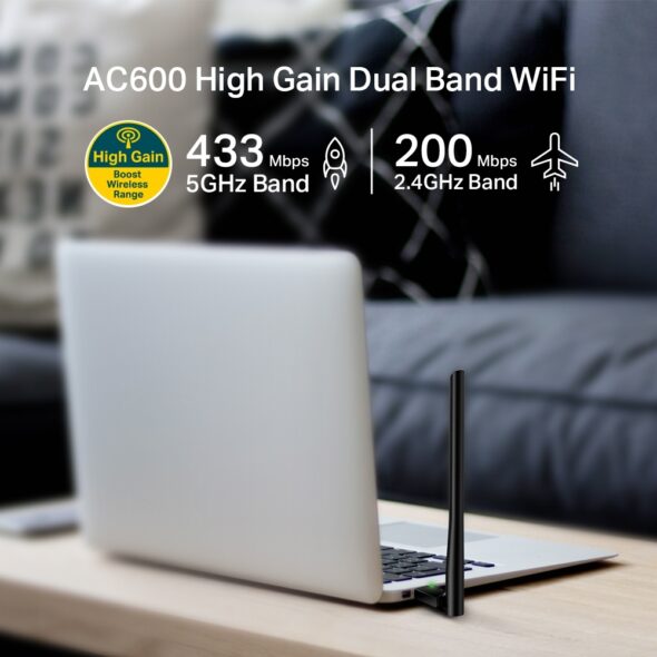 Placa de red wifi USB alta ganancia doble banda AC600 - Tp-link Archer T2U Plus - Image 2