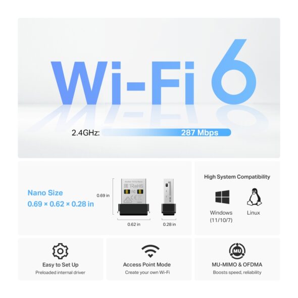 Placa de red wifi USB doble banda AX300 - Tp-link Archer TX1U Nano - Image 4