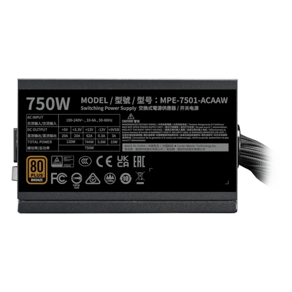 FUENTE 750W COOLER MASTER 80 PLUS BRONZE V3 - Image 3