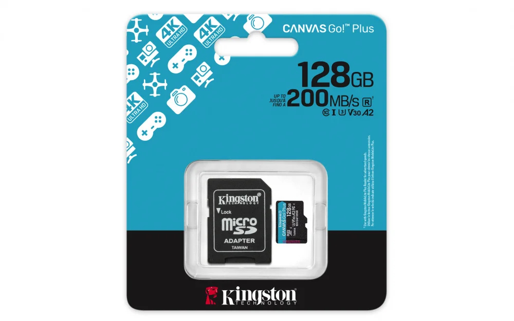 Memoria Micro SD 128GB C10 UHS-I U3 V30 A2 – Kingston Canvas Go Plus G4