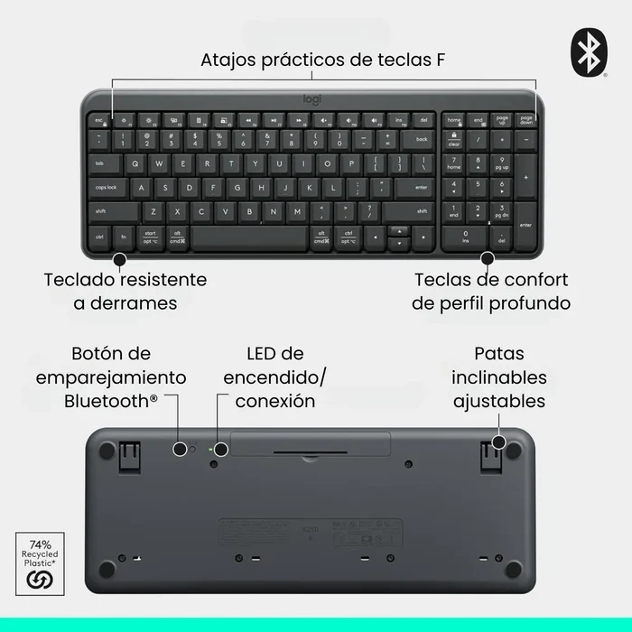 TECLADO BLUETOOTH NEGRO - LOGITECH K250 - Image 3