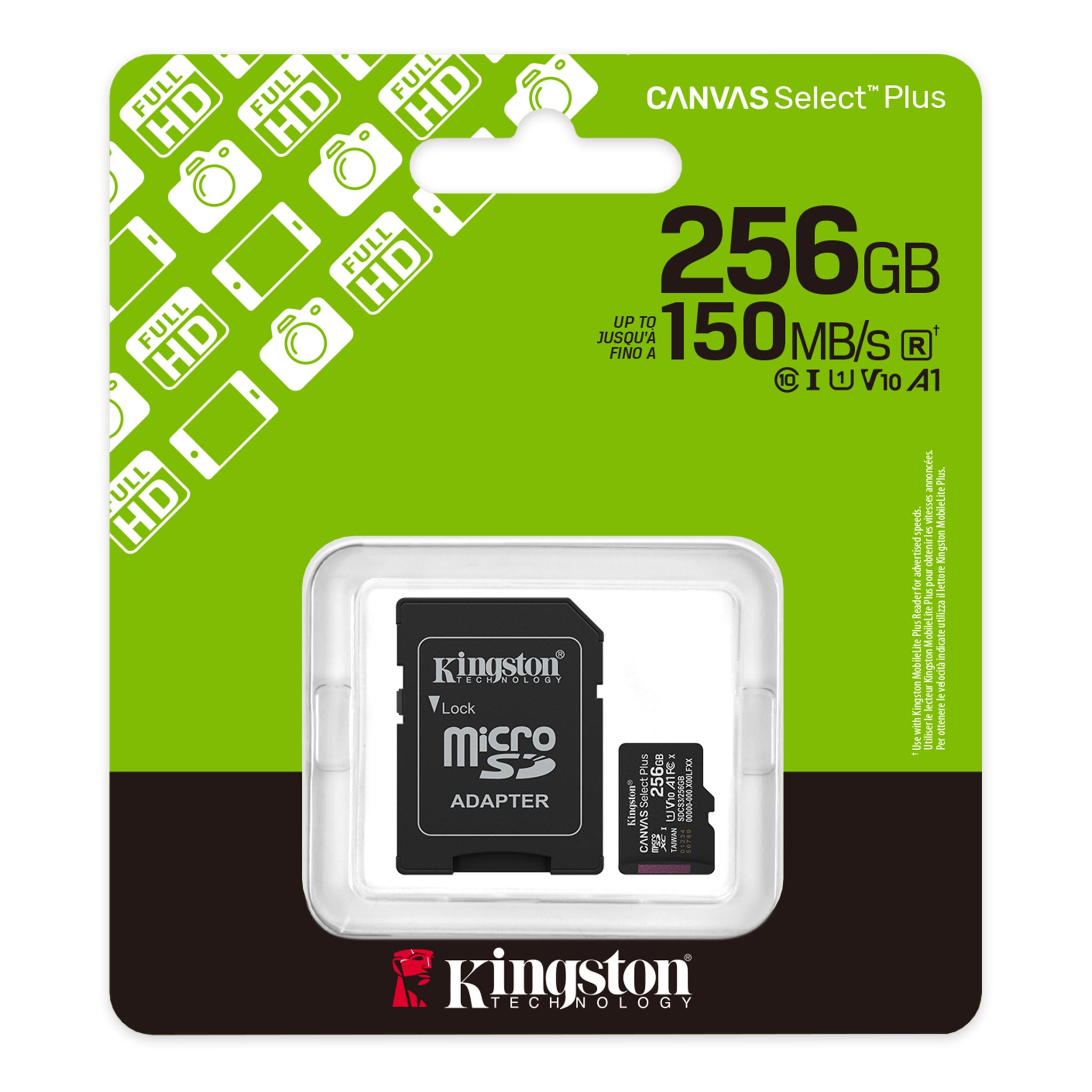 Memoria Micro SD 256GB UHS-I U1 V10 A1 – Kingston Canvas Select Plus
